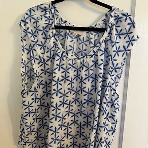 LOFT Blue and White Patterned Blouse